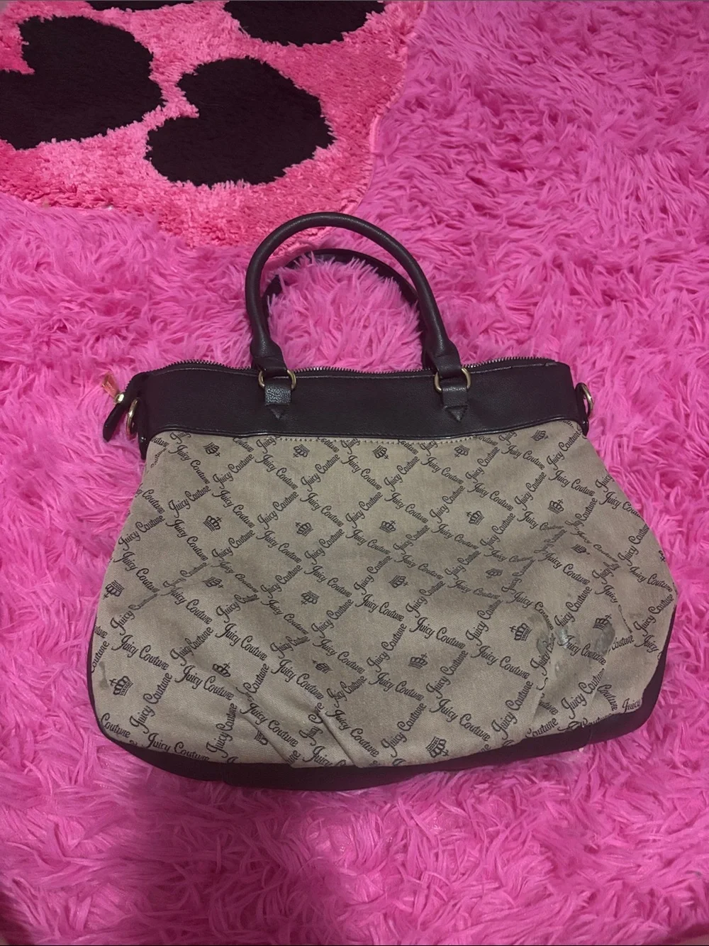 Juicy Couture beige and black y2k VINTAGE handbag